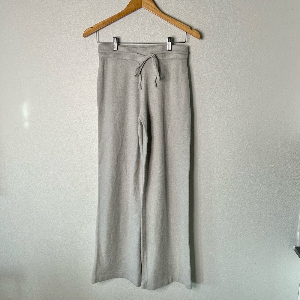 SET ACTIVE Jersey Knit Double V Cardigan & Tie Waist Wide Leg Pant in Fog Grey - Picture 8 of 13
